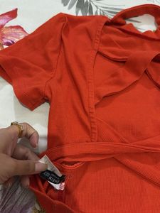 Coral Backless Top