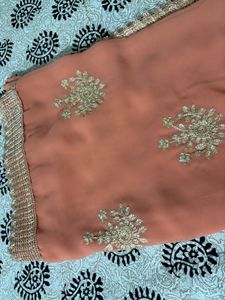 Embroidered Peach Georgette Saree ❗️