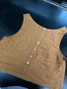 Brown Button-Down Sleeveless Top