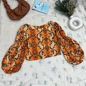 Incense Orange Full Sleeve Crop Top