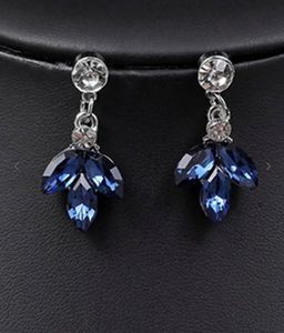 Blue Crystal Floral Jewelry Set