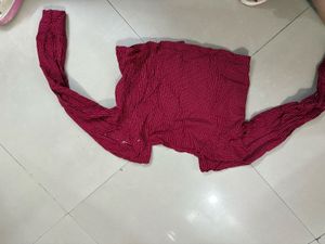 Red Sqaure Neck Cotton Top