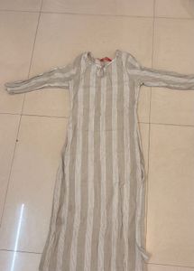 Striped Fusion Light Grey Kurti Silver Lines