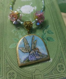 Forest Fairy Clay Pendant Floral Bead Necklace