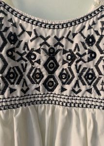 White Embroidered Tank Top