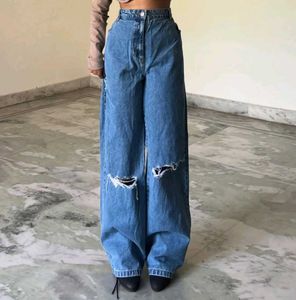 Ripped Wide-Leg Jeans