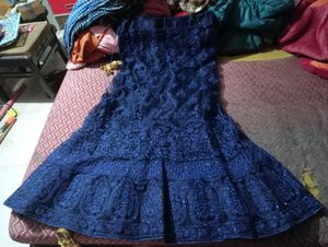 Navy Blue 🐠 Fish Cut Lehenga