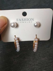 Pearl Hoop Earrings And Studs