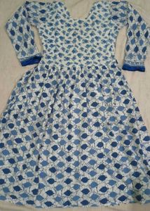 Blue Printed Frock Set