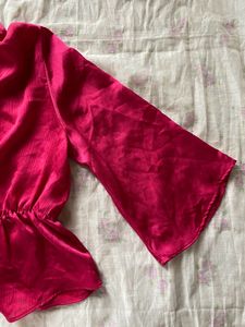 Zara Peplum Pink Satin Top