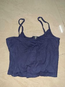Blue sleeveless zipper crop Top
