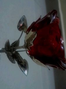 Vintage Red Glass Flower Candle Holder