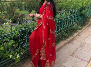 Red Embellished Saree Very Preety