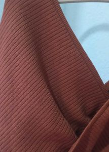 Stylish Rust-Colored Peplum Top