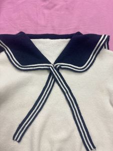 White &amp; Navy Blue Sweater