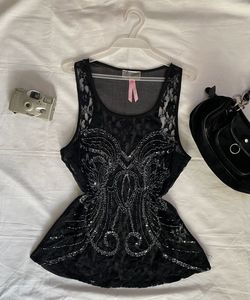 Black Beaded And Sequence Top