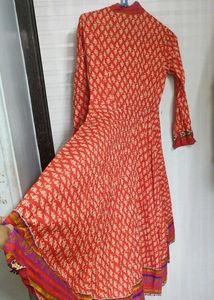 Biba Red Printed Anarkali Kurta