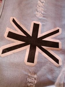 Light Blue Women Distressed Joggers With Print
