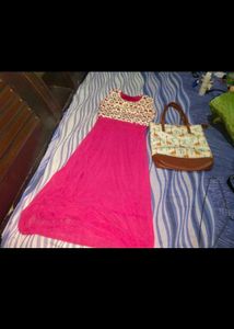 Pink Floral Dress and bag free