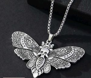 Skull Moth Pendant Necklace