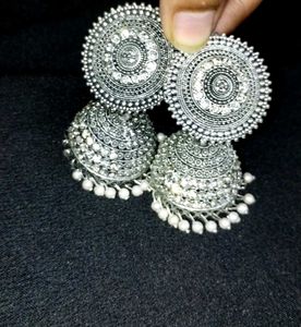 Silver Jhumka Earrings