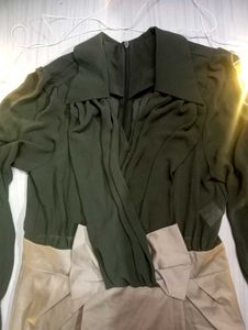 Olive &amp; Beige Color Block Dress