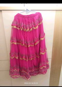 Golden choli and pink ghaghra with dupatta