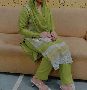Green Embroidered Kurta Set
