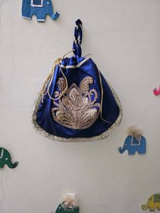 Blue Embellished Pouch