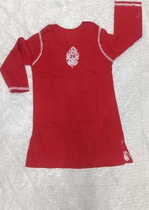 Red Embroidered Kurta