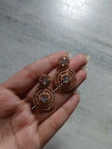Rose Gold Circle Drop Earrings