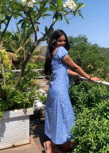 Blue Floral Midi Sundress