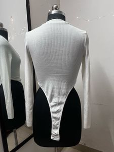 White Full Sleeves Bodysuit