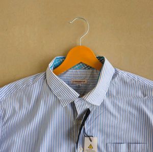 Classic Blue &amp; White Pinstripe Formal Shirt