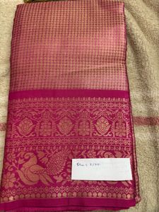Elegant Pink Silk Saree