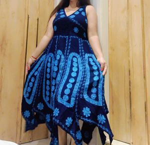 Boho Chic Blue Floral Dress