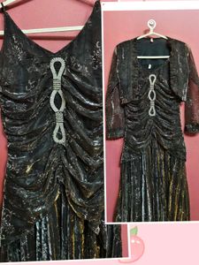 Sparkly Black Dress &amp; Shrug Set