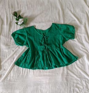 Emerald Green Tie-Front Top