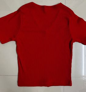 V-neck Red Top