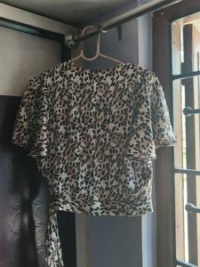 Leopard Print Wrap Top