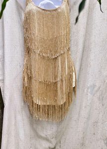 Gold Fringe Party Dress