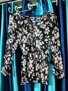Flower Print Floral Seleves Top