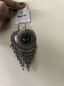 oxidised mirror earrings