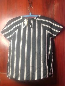 Papaya Striped V-Neck Top