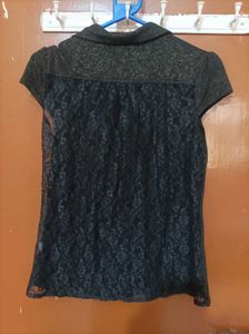 Black Shimmery Girls Top
