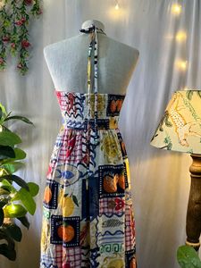 Patchwork Halter Maxi Dress