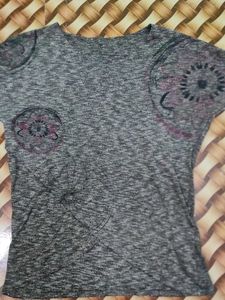 Grey Printed Top