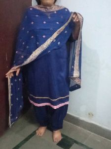 Navy Blue 3xl Pink Salwar Kameez Satin Heavy