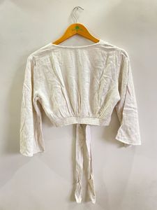 Natural Linen Crop Tie-Top