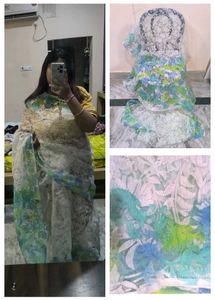 Elegant White Floral Saree